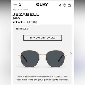 Quay Australia Gold Frame Sunglasses with Black Lenses